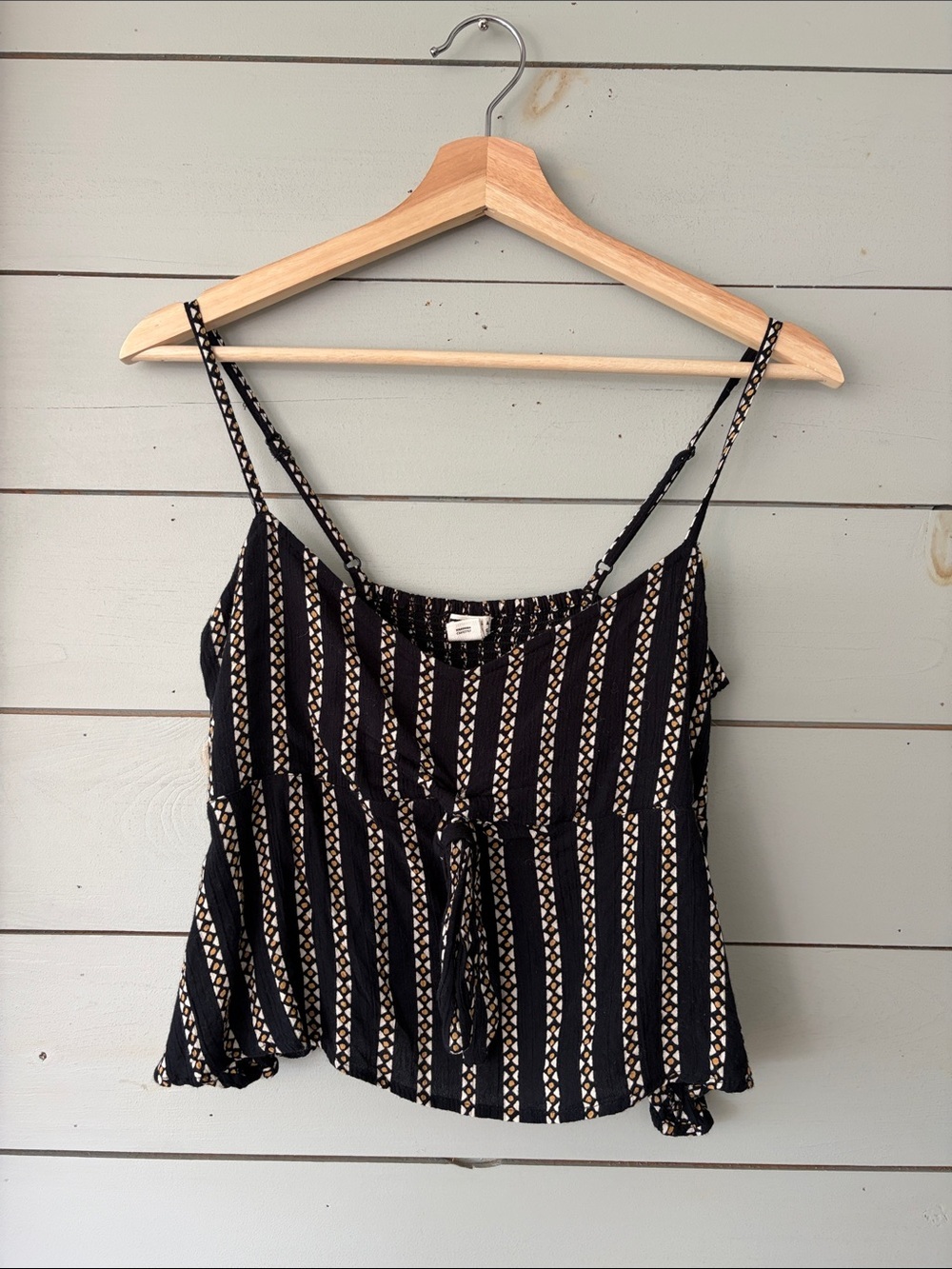Billabong Smocked Crop Tank Size Small Boho Stripe Camisole